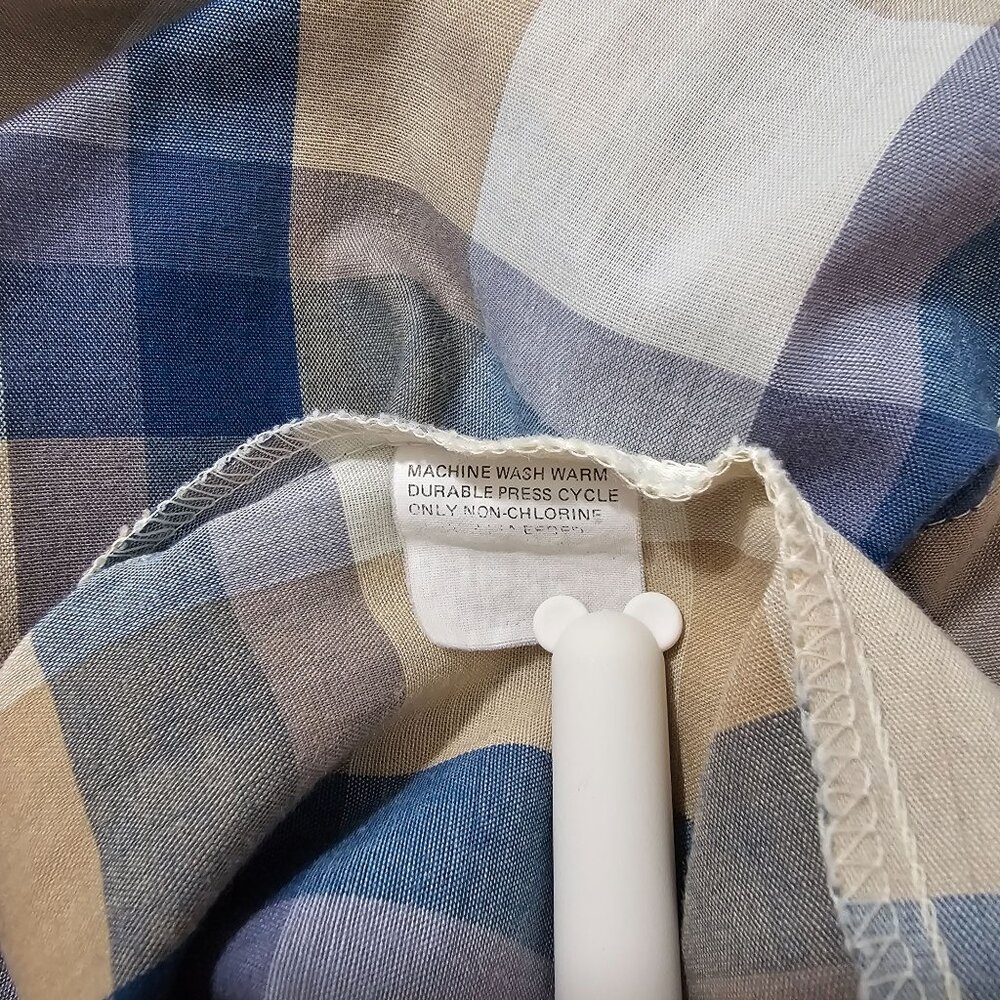 Vintage Levis Mens Sz M Plaid Check Cotton Button Up Shirt Western Casual Work - Picture 7 of 7